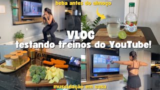 testando TREINOS DO YOUTUBE, bebida que corta a fome, mudanças depois que nos tornamos cristãos! 