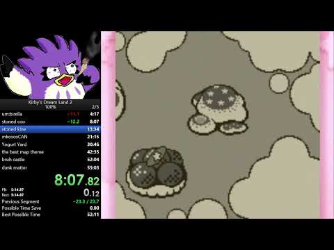 Kirby's Dream Land 2 100% speedrun in 52:54