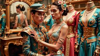 Futuristic Steampunk cars and girls in outfits of the future join us on an Retro Future Steampunk. AI Cards