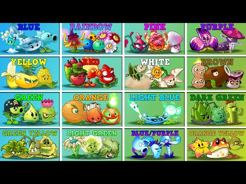 Random 16 Colorful Plants Battlez - Who Will Win? - PvZ 2 Team Plant vs Team Plant