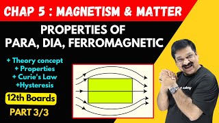 Properties of Para, Dia & Ferromagnetic material💥Part 3/3 Chapter 5 Magnetism & Matter 💥12th Physics