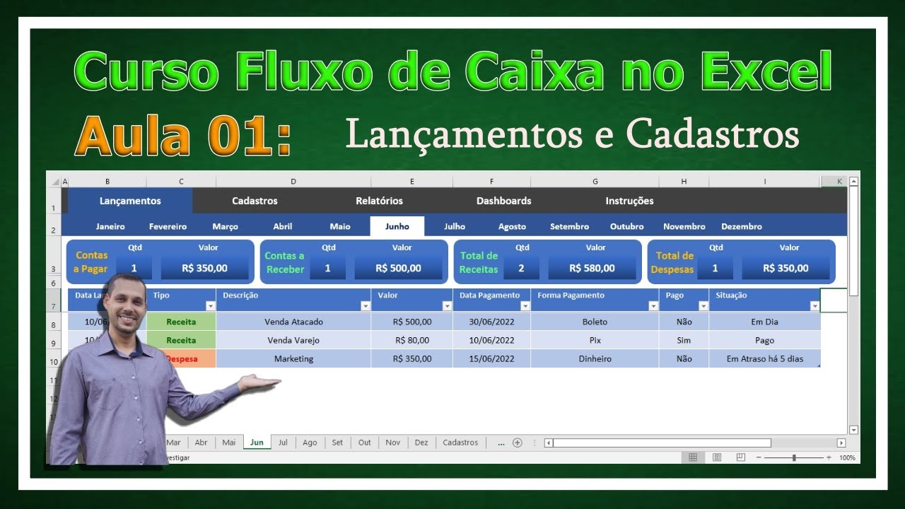 Como Fazer Fluxo de Caixa no Excel - Aula 01: Criação das Planilhas de Cadastros e Lançamentos