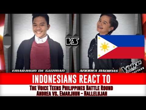 Indonesians React To The Voice Teens Philippines Battle Round  Andrea vs  Emarjhun - Hallelujah