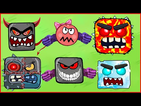 Battle in the arena of the red ball and black squares.Animation battle.Баталия Красного шарика