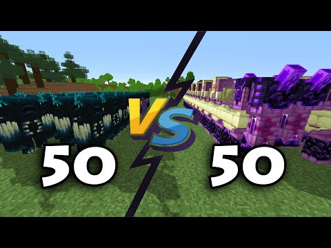 50 Warden Vs 50 Ender Guardain In Minecraft