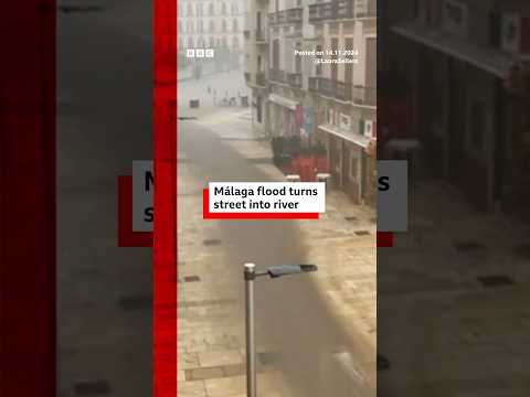 Video | Málaga flood turns street into river after Spain torrential rain. #Spain #BBCNews