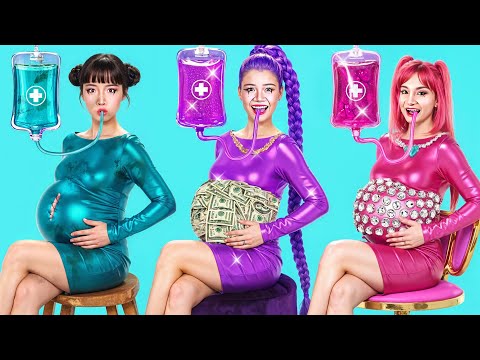 KPop Demon Hunters IRL Huntrix is Pregnant! Poor vs Rich vs Giga Rich Huntrix in Hospital