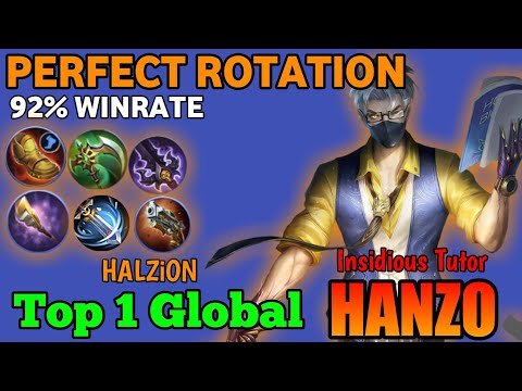 92 % Win Rate!! Hanzo HyperCarry Perfect Rotation- Top 1 Global Hanzo by HALZiON ~ mobile legends