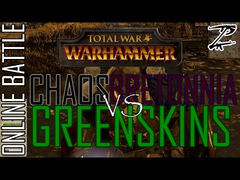 CHAOS/BRETONNIA vs GREENSKINS! - 2v2 Online Battle Total War: Warhammer