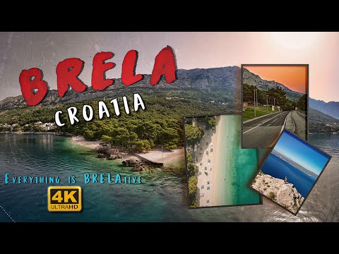 4k Video Brela Croatia - Punta Rata Beach, Biokovo Mountain