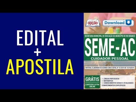 Baixar Apostila SEME Rio Branco AC 2019 Cuidador Pessoal