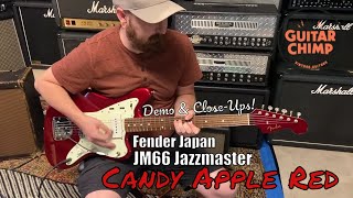 Video thumbnail for 2002 Fender CIJ Japan Jazzmaster JM66 Candy Apple Red With Matching Headstock by Guitar Chimp