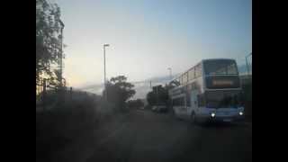preview picture of video 'Cab View of Olympic Games Bus Leaving Hayes Bus Depot'