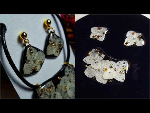 Tutorial for beginners: Epoxy resin jewelry set with flowers without molds