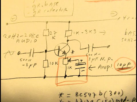 The 1 transistor grounded emitter circuit explained: 10-300 x amplification for audio and HF (demo)