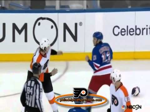 042  Jan 12, 2014 Luke Schenn vs Daniel Carcillo Philadelphia Flyers vs New York Rangers