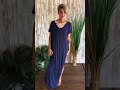 Navy S S Side Slit Maxi Dress Vanessa