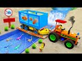 Diy tractor making Concrete Bridge for Train | diy mini tractor transporting Goldfish | HP Mini