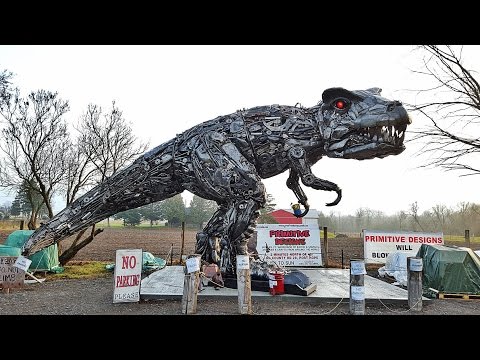 Cool Store has huge T-Rex, Optimus Prime made out of junk