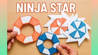✨🌀 Origami Magic Transform 🌀✨ | From Ring 🔴🔵 to Ninja Star ⭐ #viralvideo #origami #ninjastars