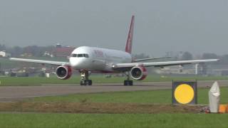 preview picture of video 'Boeing 757-2G5 HB-IHS - 2. Apr 2009 - Flugplatz Emmen'