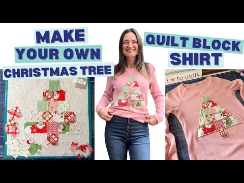 DIY Christmas Tree Quilt Block Shirt - Quick and Easy Sewing Tutorial #handmade #sewingtutorial