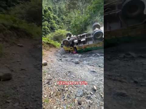 DETIK DETIK TRUK TERGULING DI TIKUNGAN ANGKER CAKAR BUANA.#sawit_unggul #feedshorts #shorts