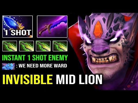 WTF Invisible 1 Shot Finger Shadow Blade Lion with Aghanim Ethereal Blade Dota 2