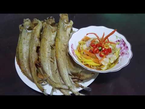 Easy Lunch At Home - Fried Fishes Eating With Mango Sauce - Yummy Fast Lunch Video