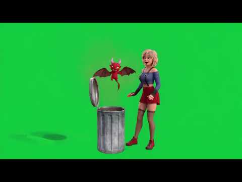 The blonde woman picks up the little imp 4K green screen #vfxassets #funnycartoon