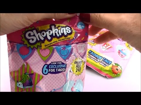 Shopkins Season 4 Fashion Tags Blind Bags Surprise Necklaces Stickers Toy Opening
