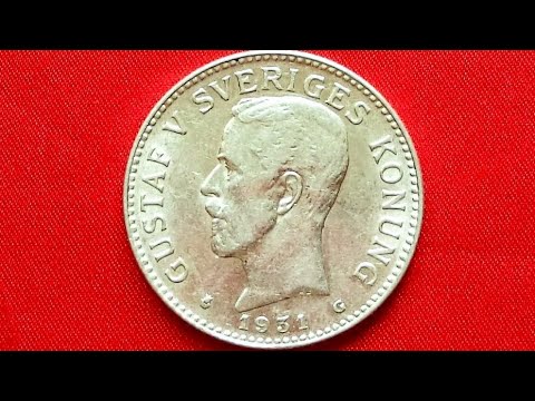 SWEDEN SILVER 2 KRONOR 1931 Gustaf V (Швеция 2 кроны 1931 Густав V) Silver