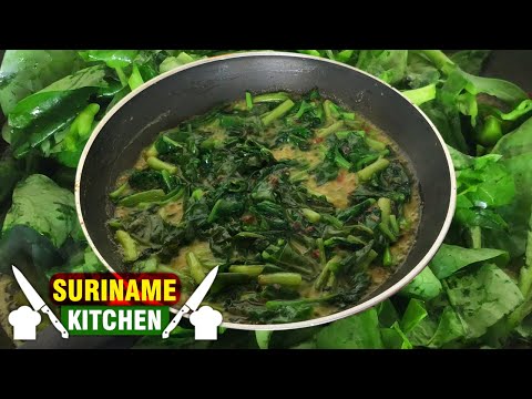Spinazie Recept (Poi Ke Bhaadjie) | Spinach Recipe | Suriname Kitchen