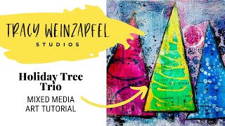 Mixed Media Christmas Tree Art Journal Page (Holiday Art Tutorial)
