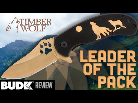 Gold Bladed Timber Wolf Pack Leader Pocket Knife