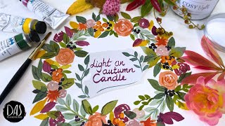 Watercolour Beginners! How to paint an easy floral autumn wreath!