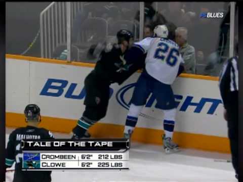 B.J. Crombeen vs Ryane Clowe Dec 3, 2009