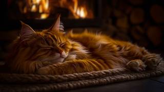 (No Ads)🐾 SLEEP INSTANTLY! Cat Purr & Crackling Fire 🌟The Ultimate Ambience for Sleep, Focus & Peace