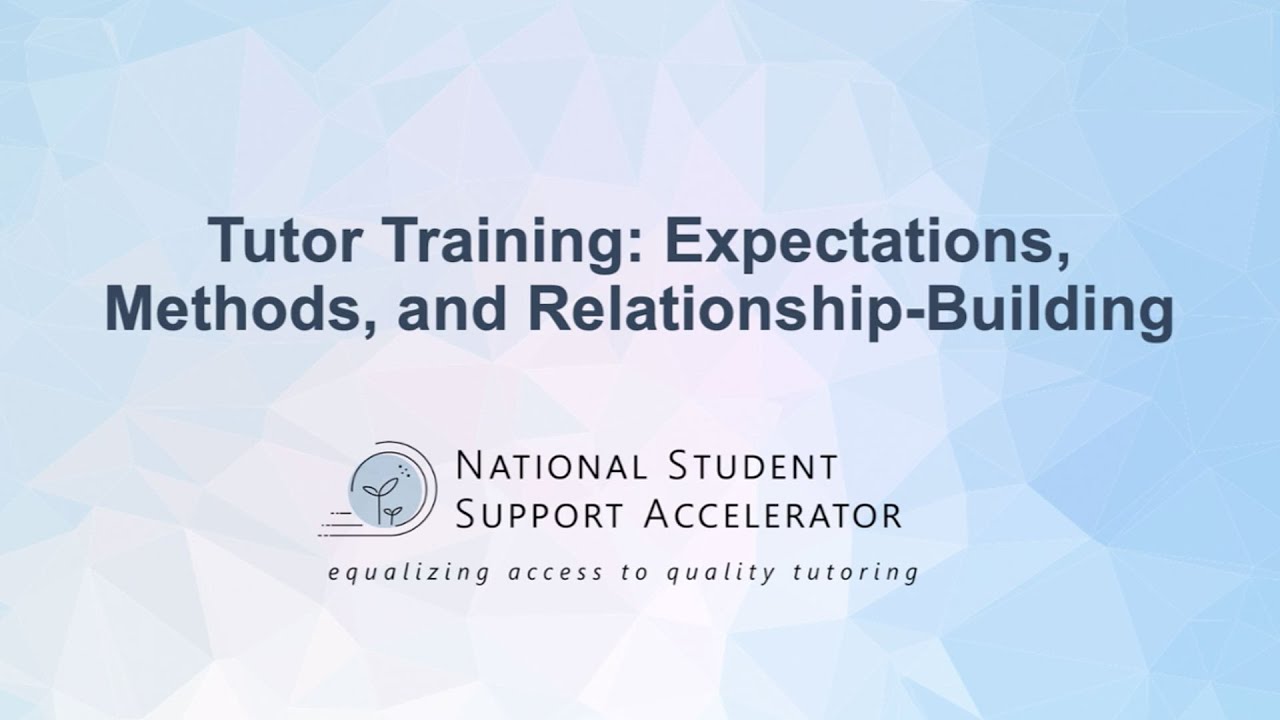 Tutor Training - Part 1: Tutor Types & Training
