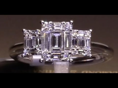 #87119 | T0.74ct/BC0.62ct | Baguette and Round Brilliant Cluster Diamond Ring | Set in Platinum