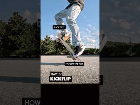 How to Kickflip 💥 Slow Motion Skateboard Trick Tutorial #kickflip #howtokickflip