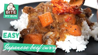 EASY JAPANESE BEEF CURRY ROUX with rice using fresh ingredients and just a little Golden curry help