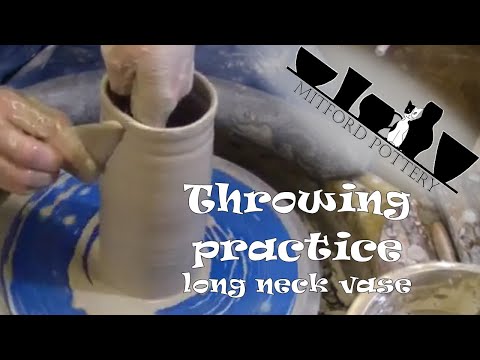 Pottery wheel throwing practice, a long Neck vase