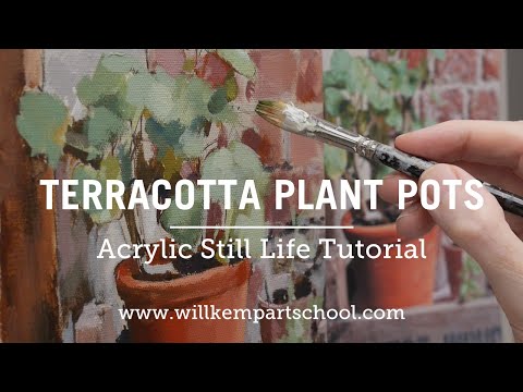 Acrylic Still Life Painting Tutorial - Terracotta Plant Pots