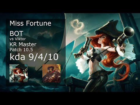 Miss Fortune Bot vs Viktor - KR Master 9/4/10 Patch 10.5 Gameplay // [롤] 미스 포츈 vs 빅토르  9/4/10