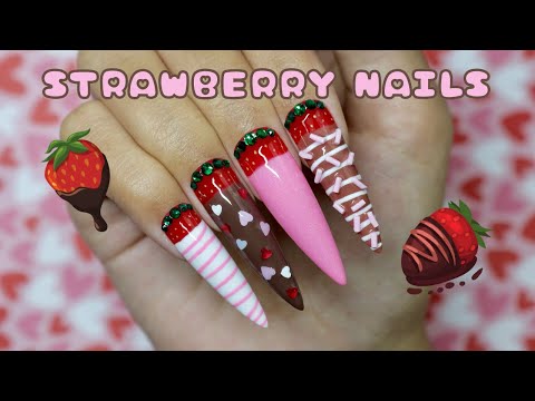 Chocolate Covered Strawberry Press On Nails | Easy...