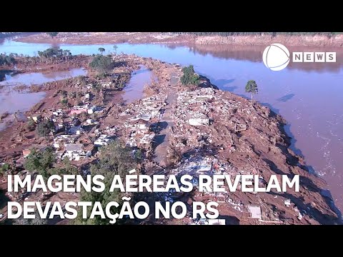 Imagens aéreas revelam devastação após enchentes no RS