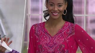 Susan Graver Printed Sheer Chiffon Tunic & Knit Tank Set on QVC