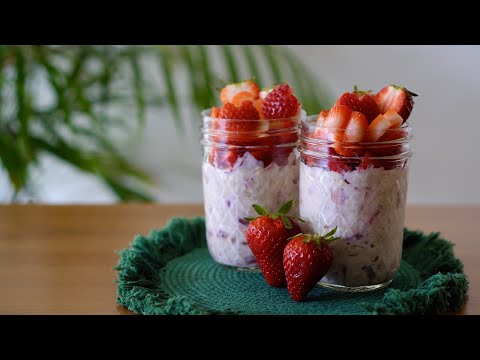Overnight Strawberry Oats Recipe. Gluten-free Breakfast Idea.