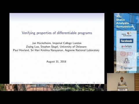 SAS2018 - Verifying Properties of Differentiable Programs (by Jan Hückelheim)